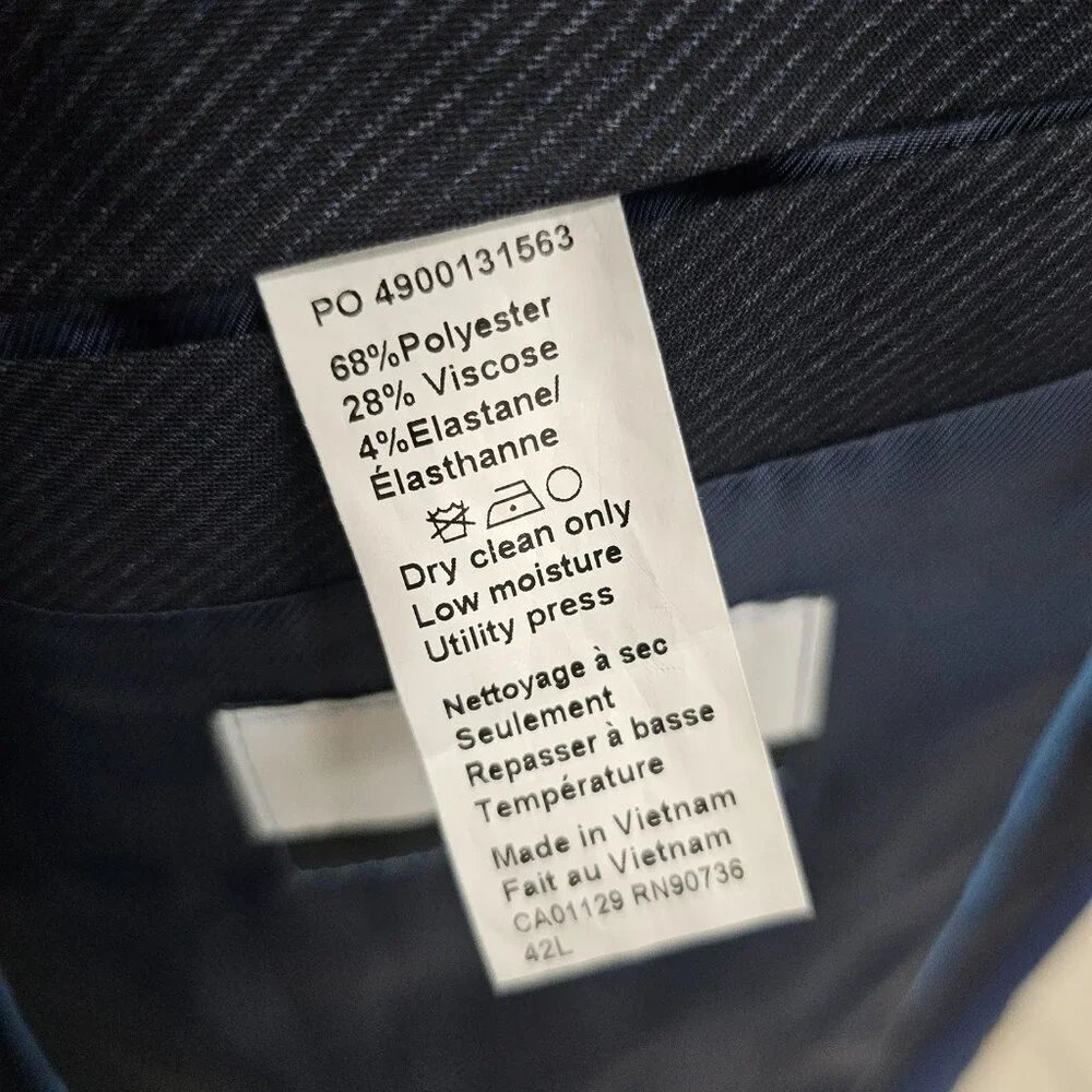 Van Heusen 42L Navy Striped 2-Button Sport Coat Blazer Jacket T712